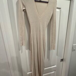 H&M Cream Long Sleeve Knit Dress